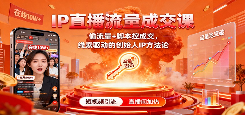 IP直播流量成交课:偷流量+脚本控成交,线索驱动的创始人IP方法论-好学创业资源