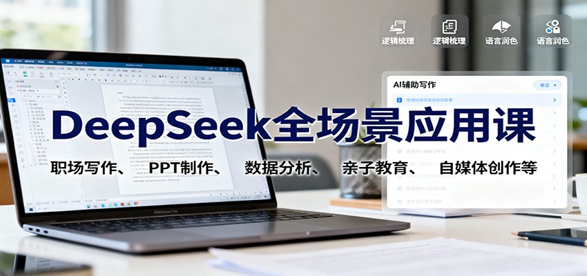 DeepSeek全场景应用课:职场写作、 PPT制作、数据分析、亲子教育、自媒体创作等-好学创业资源