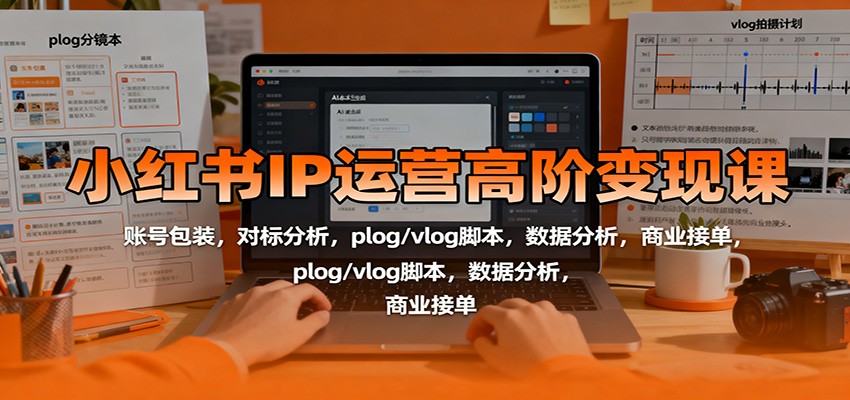 小红书IP运营高阶变现课:账号包装,对标分析,plog/vlog脚本,数据分析,商业接单-好学创业资源
