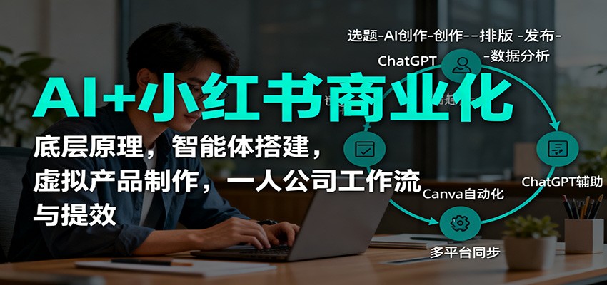 AI+小红书商业化，底层原理，智能体搭建，虚拟产品制作，一人公司工作流与提效-好学创业资源