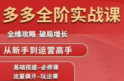 大炮·拼多多全阶实战课程(更新10月)-好学创业资源