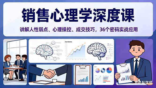 销售心理学深度课,讲解人性弱点、心理操控、成交技巧,36个密码实战应用-好学创业资源