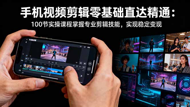 手机视频剪辑零基础直达精通：100节实操课程掌握专业剪辑技能，实现稳...-好学创业资源