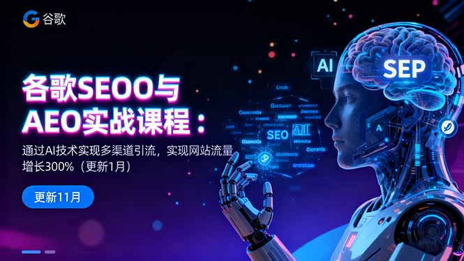 谷歌SEO与AEO实战课程：通过AI技术实现多渠道引流，实现网站流量增长300%-好学创业资源