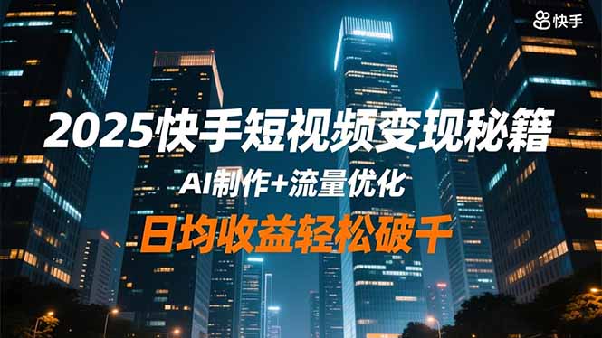 2025快手短视频变现秘籍,AI制作+流量优化,日均收益轻松破千-好学创业资源