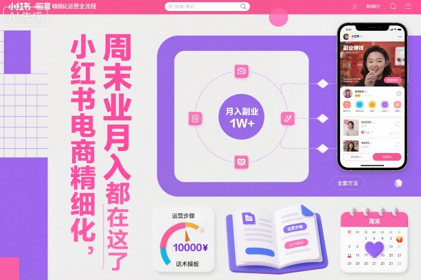 小红书电商精细化运营全流程，周末副业月入1W+，全套方法都在这了-好学创业资源