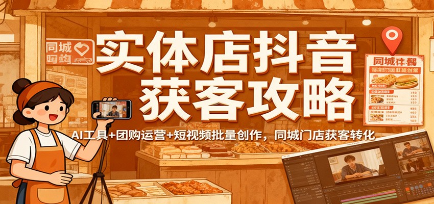 实体店抖音获客攻略：AI工具+团购运营+短视频批量创作，同城门店获客转化-好学创业资源